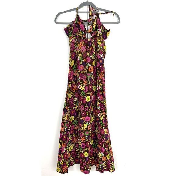 Free People Halter Sundress Dress Women’s 0 Floral Midi V Neck - Picture 1 of 6